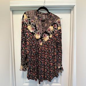 Free People Wildflower Fields Floral Tunic Top Blouse Boho Festival